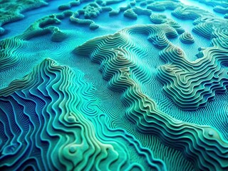 topographic contour map of coral reef, underwater terrain, geographic relief pattern background