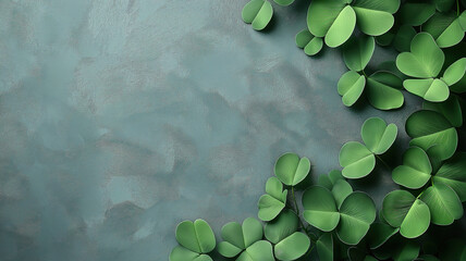Wall Mural - vibrant green clover leaves framing space for your st. patrick's day greeting