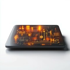 Wall Mural - circuit board concept. futuristic tablet with glowing circuit design on a sleek surface.