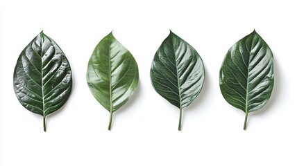 set of green leaf on white background