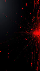 Wall Mural - Dynamic cybersecurity imagery with dark background featuring red digital patterns and elements suggesting data flow or malware detection.