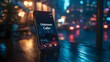 © InfinityVisuals - Mobile Application Interface Display on Smartphone Screen During Rainy Night Creating Modern Digital Technology Lifestyle Scene with Urban Atmospheric Elements