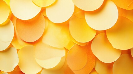 Aufkleber - Colorful yellow paper circles arranged in an abstract pattern creating a vibrant texture. Generative AI