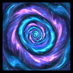 Wall Mural - abstract space vortex with swirling blue and pink nebula clouds creating a cosmic galaxy tunnel