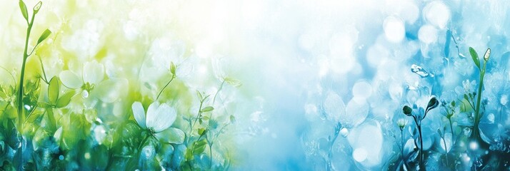 Poster - Vibrant garden with colorful flowers and dew drops glistening in the gentle morning light. Generative AI