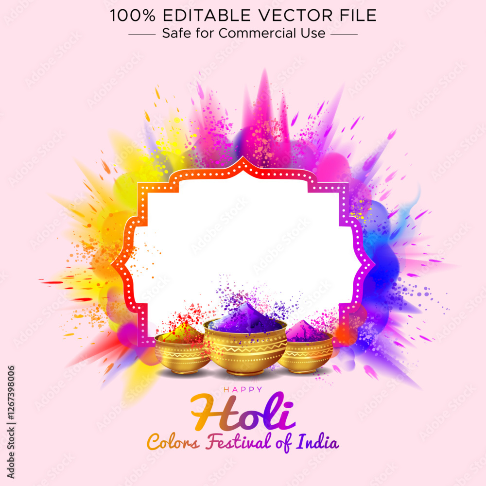 Happy Holi Colour festival of India Colorful color splash template Happy Holi Colour festival of India Colorful color splash template