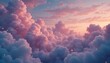 © jamal - A whimsica pastel rainbow unicorn background shines with sparkling stars against a soft, pink fantasy sky. Fairy iridescent gradient backdrop. unicorn resting on a fluffy cloud with a vibrant rainbow.