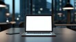 © Johannes - Blank laptop in a conference room at evening, mock up