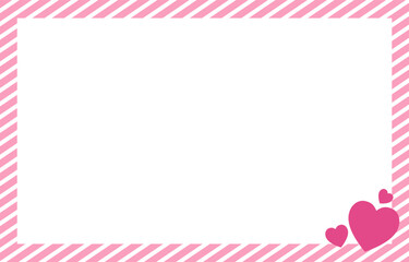 Wall Mural - Pink and white card with hearts.Sweet pastel color frame background with empty space for birthday, valentine, mother day, wedding, anniversary.Vector graphic illustration.