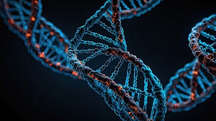 Digital illustration DNA structure in colour background, 3d rendering. Computer digital drawing.