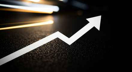 Wall Mural - ** Upward Trend: Growth Arrow on Black, Success & Progress Visualized | Business, Finance, Investment Themes