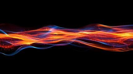 Wall Mural - fire sparks scattering in detailed shot against black background with glowing tips burning bright
