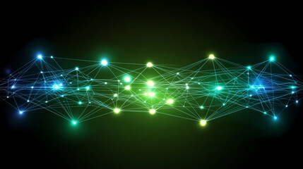 Abstract background with interconnected nodes and connections, forming an array of digital network technology for social media or web design .