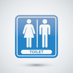 Wall Mural - Blue toilet signs on white background