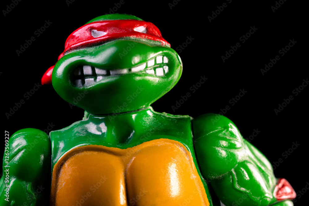Raphael Ninja Turtle by Playmates Toys 1988. Angry face of Raphael from ...
