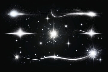 Wall Mural - series of bright, white stars are scattered across a dark background. The stars are arranged in various sizes and positions, creating a sense of movement and energy. Scene is one of excitement