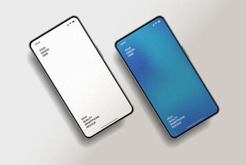 Fototapete - Realistic smartphone mockup. Mobile phone vector with isolated on white background. Device front view. 3D mobile phone with shadow. Realistic, high quality smart phone mockup for ui ux presentation.