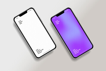 Aufkleber - Realistic smartphone mockup. Mobile phone vector with isolated on white background. Device front view. 3D mobile phone with shadow. Realistic, high quality smart phone mockup for ui ux presentation.