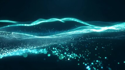 Sticker - An animated background 4K featuring tranquil surface seawater formed glowing particles seamlessly looping provide serene meditative visual effect suitable digital design projects calming content
