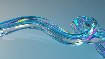 Wall Mural - Abstract Flow: A swirling, translucent blue ribbon dances across a soft blue backdrop, evoking movement, energy, and a sense of abstract beauty.