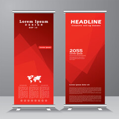 Wall Mural - abastract red roll up banner template, standee banner template, vector red background, stand, displa