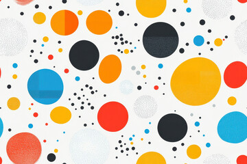 Wall Mural - seamless abstract design with colorful circles and dots on a white background