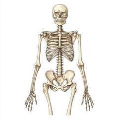 Poster - Detailed illustration of a human skeleton showcasing anatomical structure for educational purposes. Generative AI