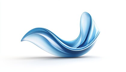 Wall Mural - abstract blue wave, flowing liquid or smoke design element, isolated on white background