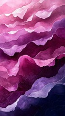 Wall Mural - A painting of pink and purple waves with a blue background