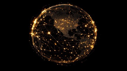 Global network connections, illuminated Earth, dark background, technology concept, website banner