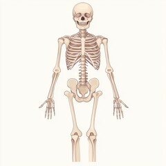 Poster - Anatomical representation of a human skeleton with detailed bone structure for educational purposes. Generative AI