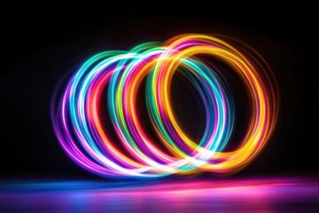 Wall Mural - Colorful neon light circles creating mesmerizing effect