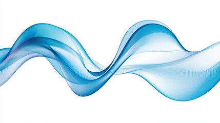 Wall Mural - blue wispy ribbon effect on white a vector illustration with varied line thickness and intensity