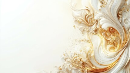 Wall Mural - Elegant abstract design with swirls and gold on white