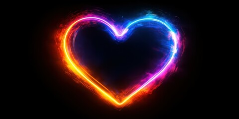 Wall Mural - Colorful glowing heart shape on dark background for romantic and artistic themes