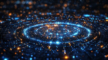 Wall Mural - abstract glowing spiral, data network, futuristic background, technology concept, website banner