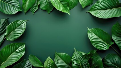 Poster - Lush Green Leaf Background with Ample Space for Text Ideal for Nature-Themed Designs or Eco-Friendly Promotions