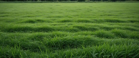 Aufkleber - Lush Green Meadow with Vibrant Grass and Clear Space for Text Placement in a Natural Setting