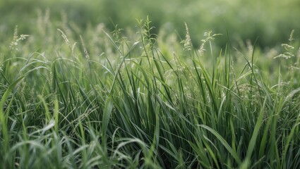 Aufkleber - Lush Green Grass Background with Soft Focus and Empty Space for Text or Graphics in Nature Inspired Design