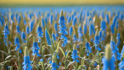 Leinwandbilder - Vibrant Blue Cornflowers in a Grain Field Surrounded by Lush Greenery Perfect for Text Overlay and Creative Advertising Use