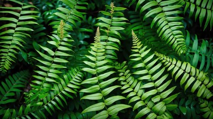 Poster - Lush green fern leaves in vibrant natural habitat showcasing intricate foliage and healthy growth.