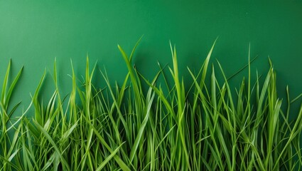 Aufkleber - Lush green grass against a vibrant green background creating a fresh and natural atmosphere for various design projects.
