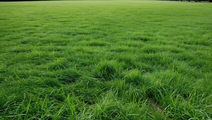 Poster - Lush Green Grass Field in Park Setting with Ample Copy Space for Text and Design Elements