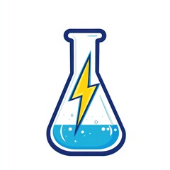 Wall Mural - Science experiment illustration, electric energy, chemistry,  lab glassware,  animated