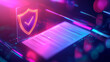 © Art_spiral - Futuristic cybersecurity insurance concept with glowing shield verification digital contract and secure document representing online data protection identity authentication and fraud prevention