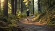© Ummeya - Woman Jogging on Forest Trail at Sunrise Healthy Outdoor Fitness