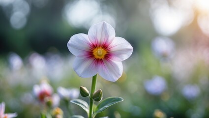 Wall Mural - Delicate Flower Close-Up with Soft Blurred Background and Space for Text in Nature-Inspired Setting