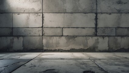 Wall Mural - Cement wall and floor texture featuring aged concrete surface ideal for backgrounds in architectural and industrial design projects.