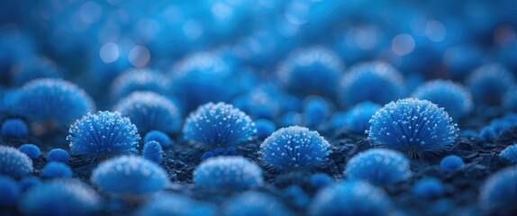 Wall Mural - blue bokeh background featuring abstract nature elements with a soft focus and dreamy atmosphere for