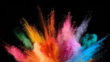 Wall Mural - colored powder explosion abstract closeup dust on backdrop colorful explode paint holi